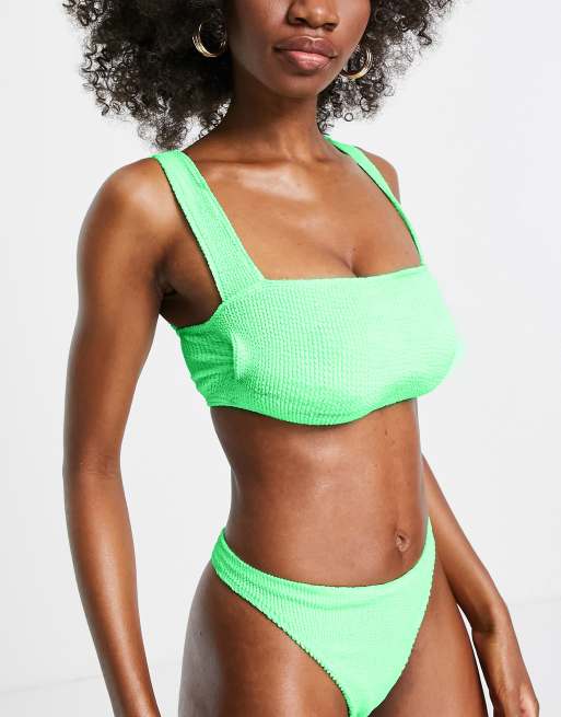 ASOS DESIGN - Mix en match - Gekreukelde bikinistring in neongroen, 3 van 4