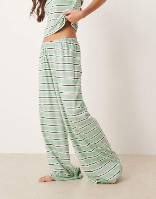 ASOS DESIGN - Mix en match - Gestreepte pyjamabroek in saliegroen en blauw, 2 van 4