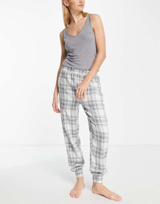 ASOS DESIGN - Mix en match - Geweven geruite lounge joggingbroek van geborstelde stof in grijs