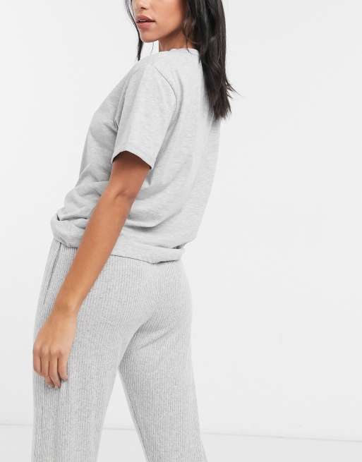 ASOS DESIGN - Mix en match - Jersey pyjamashirt in gemêleerd grijs, 2 van 4
