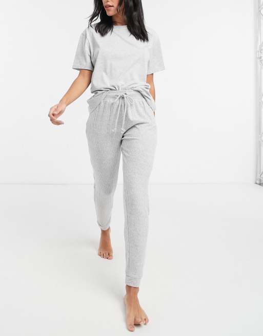 ASOS DESIGN - Mix en match - Jersey pyjamashirt in gemêleerd grijs, 4 van 4