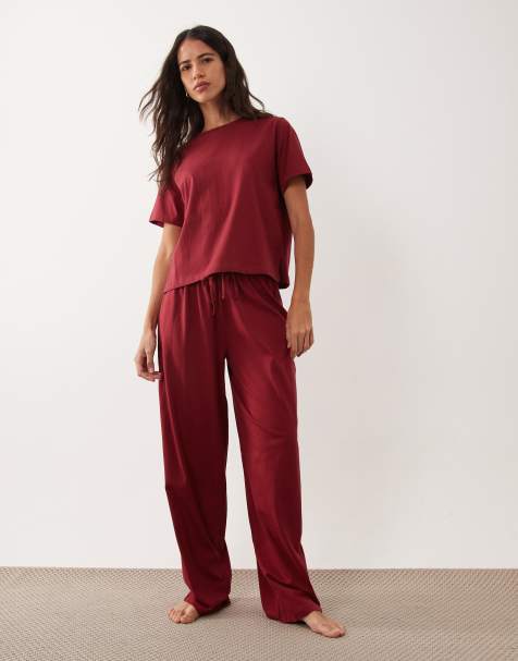 ASOS DESIGN - Mix en match - Katoenen pyjama in bordeauxrood - view 1