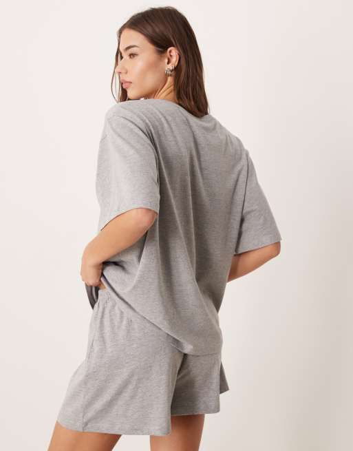 ASOS DESIGN - Mix en match - Katoenen pyjamashort in gemêleerd grijs, 3 van 4