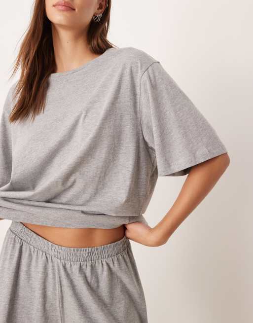 ASOS DESIGN - Mix en match - Katoenen pyjamashort in gemêleerd grijs, 4 van 4
