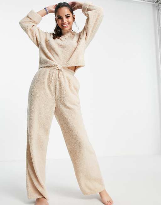 ASOS DESIGN - Mix en match - Loungeset van borg in beige, 2 van 5