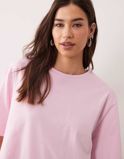 ASOS DESIGN - Mix en match - Oversized pyjama T-shirt van katoen in snoeproze, 3 van 4