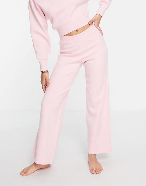 ASOS DESIGN - Mix en match - Premium loungekleding - Gebreide broek met rechte pijpen in roze