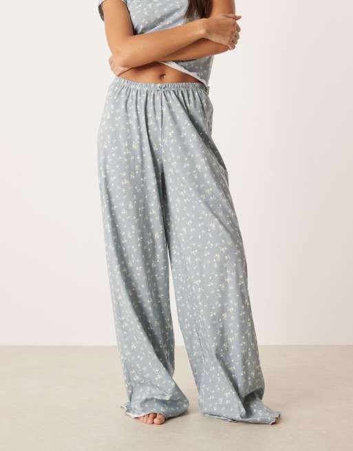 ASOS DESIGN - Mix en match - Pyjamabroek in blauw met fijne print, 4 van 4