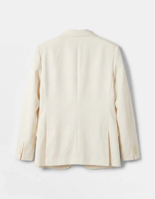 ASOS DESIGN - Mix en match - Smalle double breasted colbert van linnenmix in crème, 7 van 7