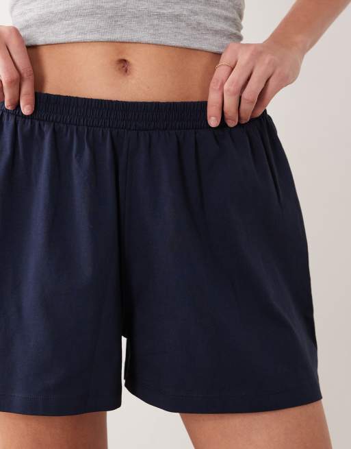ASOS DESIGN - Mix en match - Soepele pyjamashort van katoen in marineblauw, 2 van 5