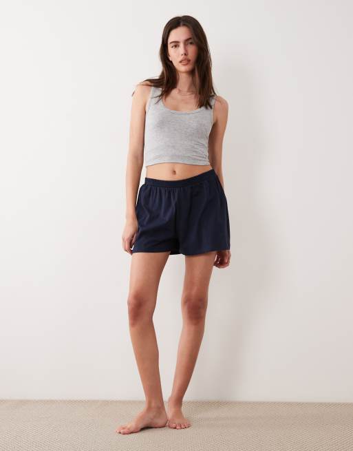 ASOS DESIGN - Mix en match - Soepele pyjamashort van katoen in marineblauw, 3 van 5