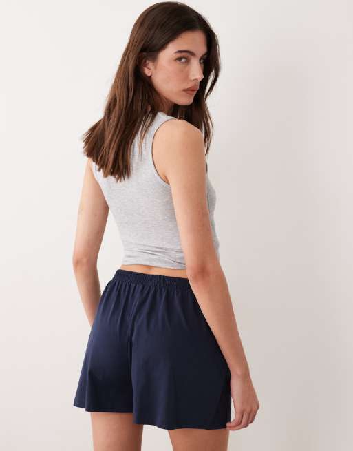 ASOS DESIGN - Mix en match - Soepele pyjamashort van katoen in marineblauw, 4 van 5