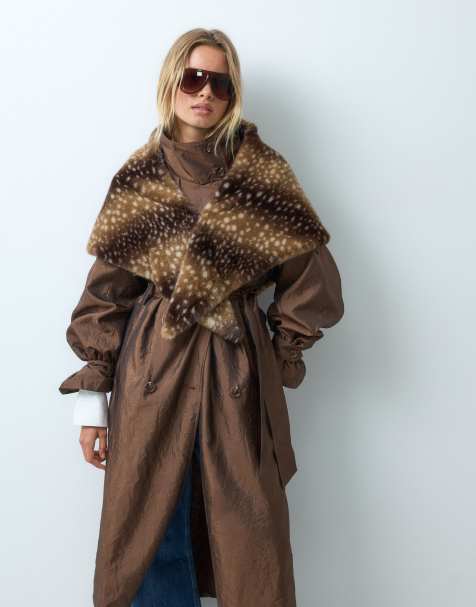 ASOS DESIGN mix faux fur triangle in deer print - view 1