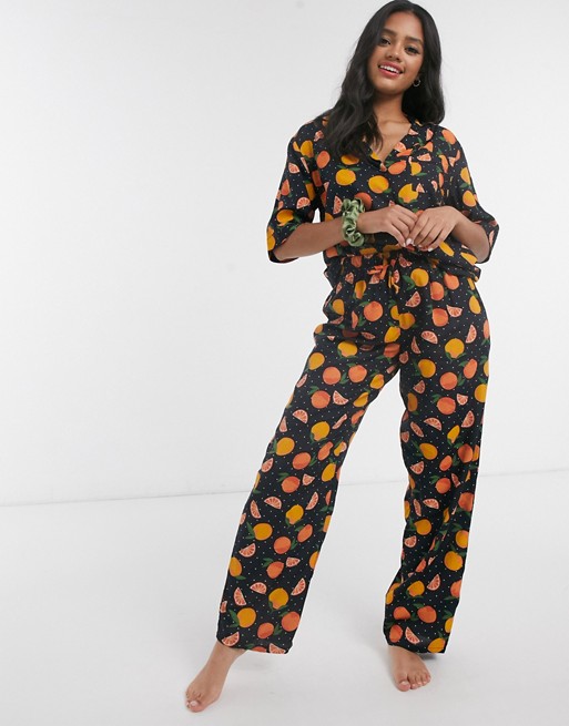 ASOS DESIGN mix & match 100% modal orange print pyjama pants | ASOS