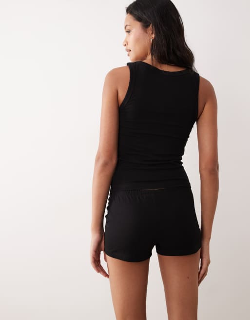 ASOS DESIGN mix & match 2-pack cheeky boxer pajama shorts in black & gray heather, 3 of 4