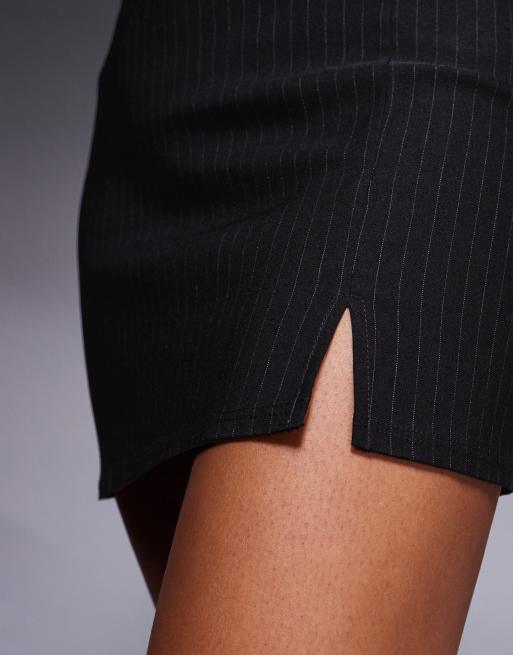 ASOS DESIGN – Mix & Match – A-Linien-Minirock aus Bengaline in Schwarz mit Nadelstreifen, 5 von 5