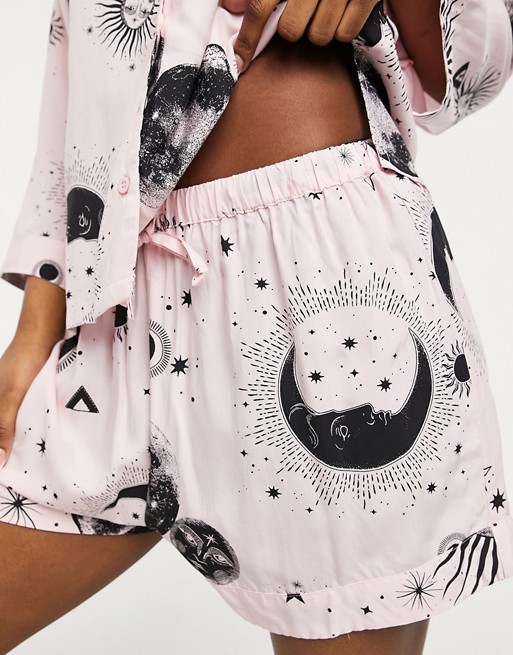 ASOS DESIGN mix & match astrology 100% modal pyjama short in pink