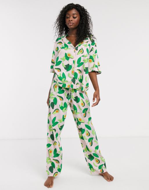 ASOS DESIGN mix match avocado print modal trouser