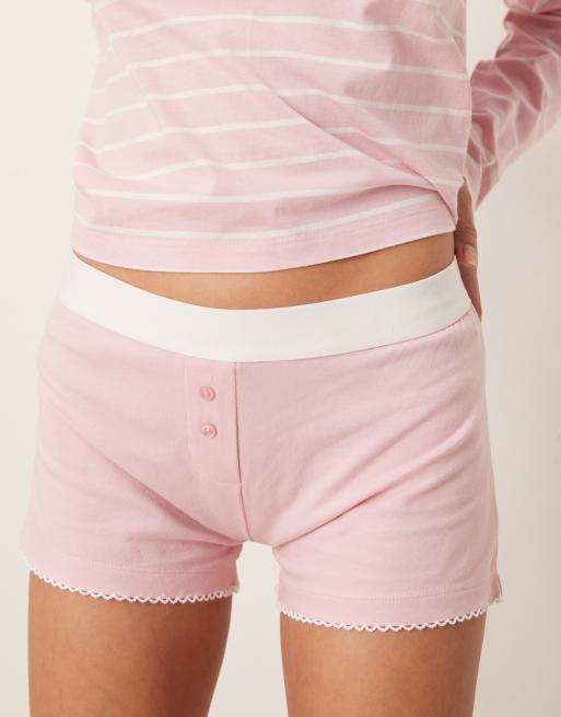 ASOS DESIGN mix & match boxer pajama shorts in pink, 2 of 4