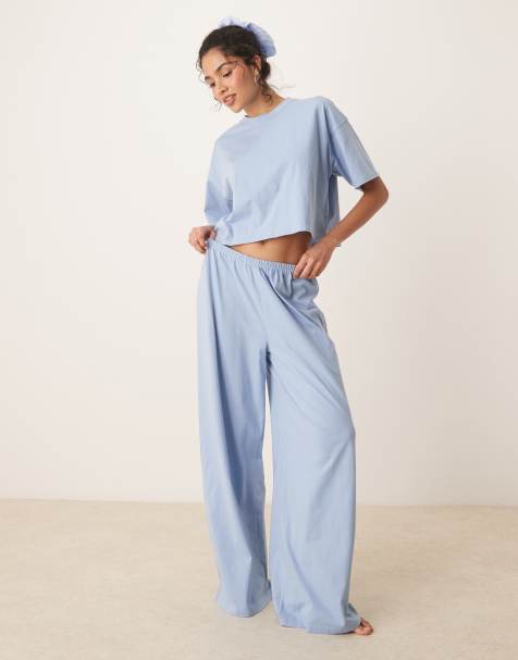ASOS DESIGN mix & match boxy tee pajama in blue - view 1