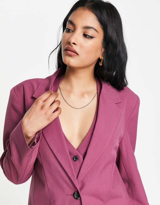 ASOS DESIGN – Mix & Match – Boyfriend-Anzugblazer in Pflaume mit schmalem Schnitt, 3 von 4