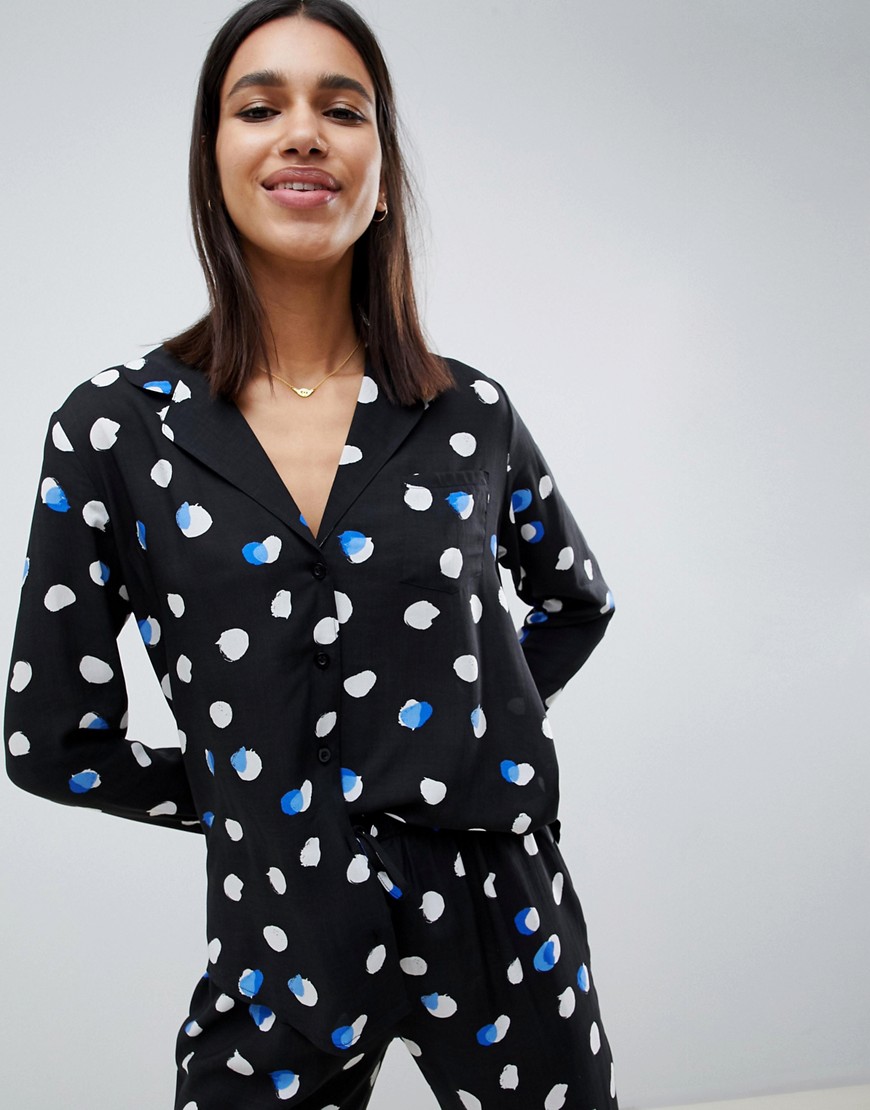 ASOS DESIGN mix & match brush stroke pyjama shirt in 100% woven modal-Multi