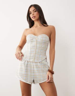 Asos Design Mix & Match Brushed Corset Top In Multi