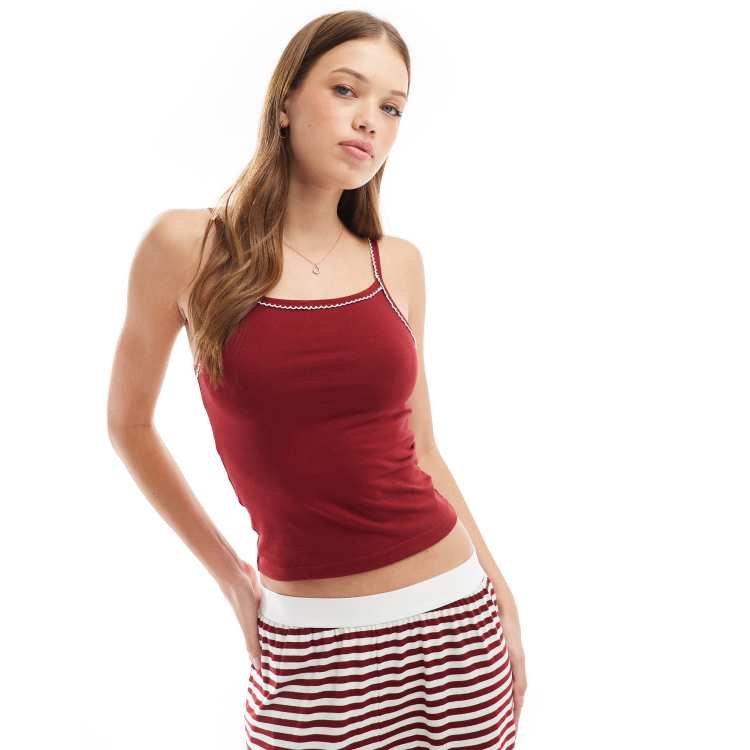 ASOS DESIGN mix & match cami tank pajama top with picot trim