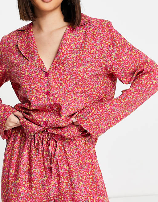 Mix & Match Camicia a maniche lunghe in modal con stampa con fiori rosa e Asos Donna Abbigliamento Camicie Camicie a maniche lunghe 