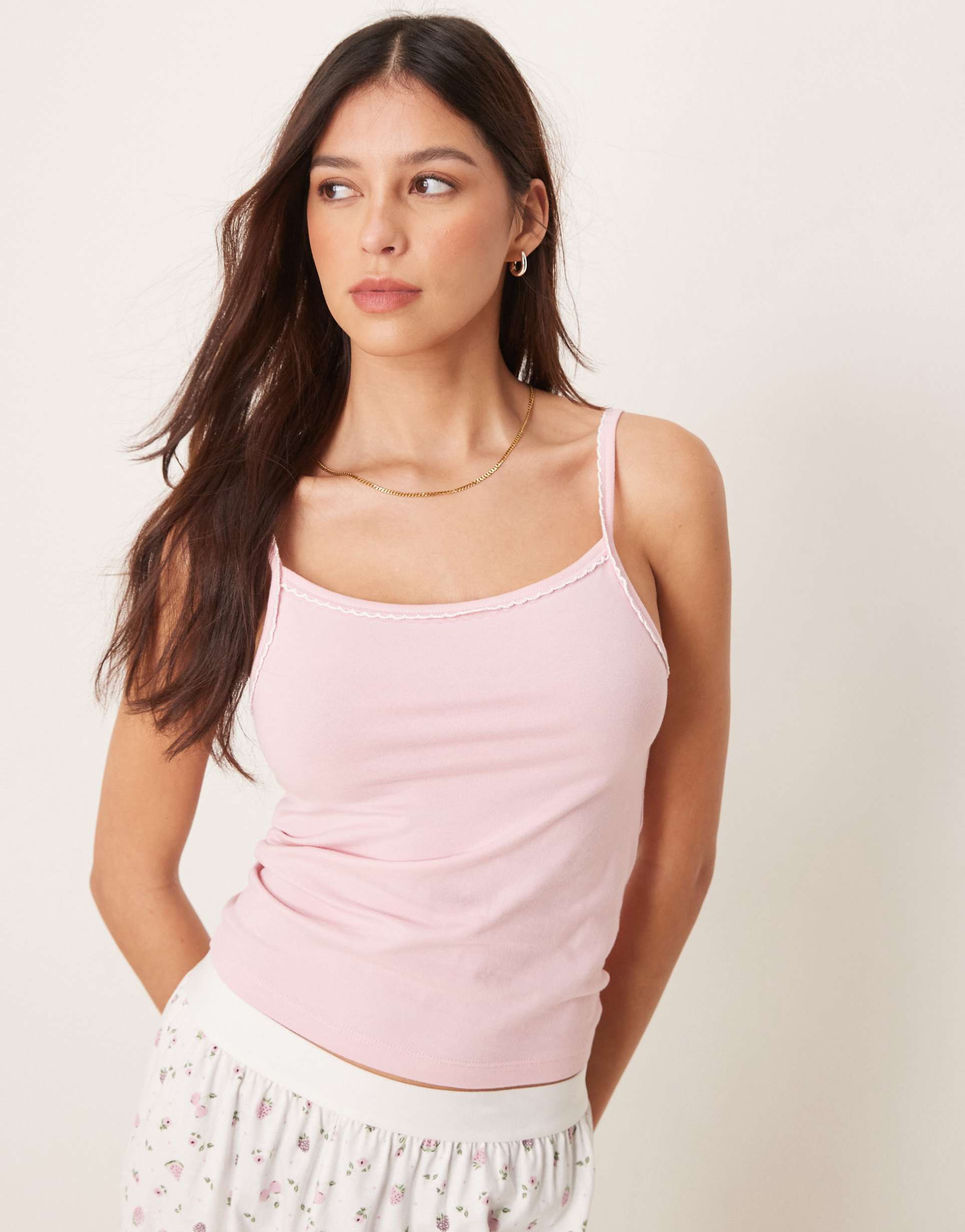 asos design mix & match camisole pajama top in pink