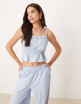 ASOS DESIGN - Mix & Match - Camisole-Top in Blau mit Gänseblümchenmuster