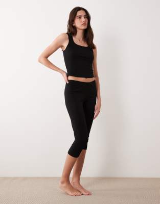 Asos Design Mix & Match Capri Pajama Pants In Black