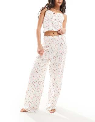 ASOS DESIGN mix & match cherry print frill edge cami tank