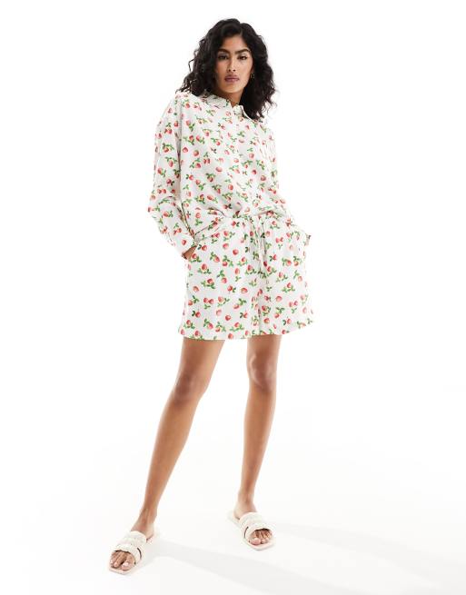 ASOS DESIGN Mix & Match co-ord with linen in strawberry print