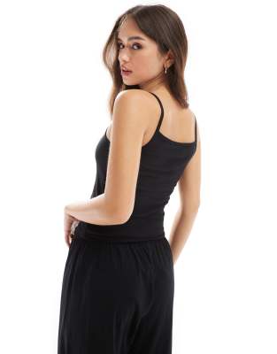 Asos Design Mix & Match Cotton Cami Pajama Tank Top In Black