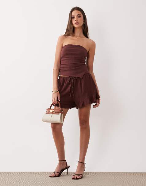 ASOS DESIGN mix & match cotton crinkle in chocolate - view 1