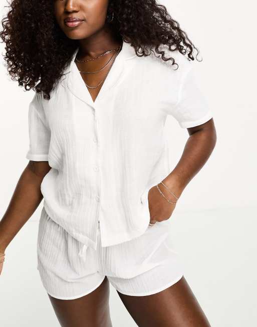 White cotton pajama short set new arrivals