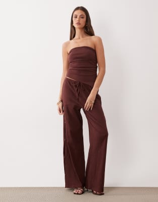 Asos Design Mix & Match Cotton Look Crinkle Wide Leg Pants In Multi