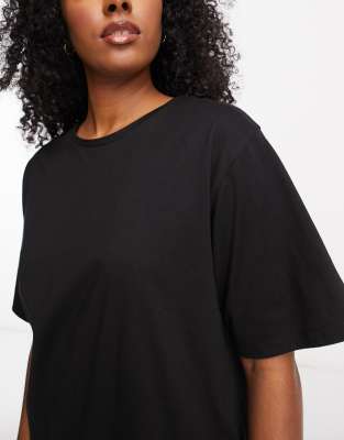 Asos Design Mix & Match Cotton Oversized Pajama Tee In Black