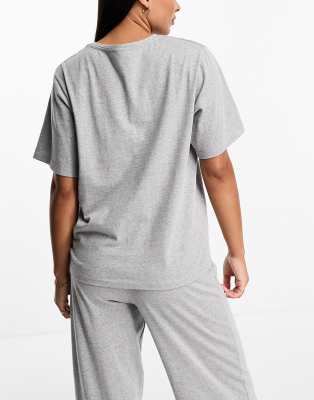 Asos Design Mix & Match Cotton Oversized Pajama Tee In Gray