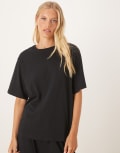 [ASOS DESIGN] ASOS DESIGN mix & match cotton oversized pyjama tee in black S Black