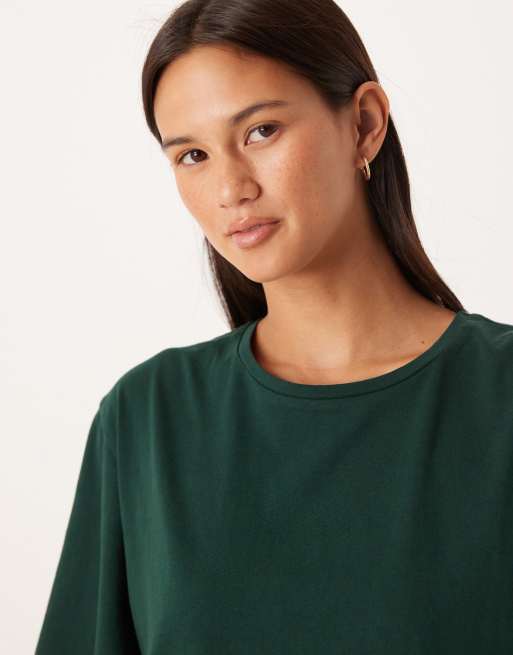 ASOS DESIGN mix & match cotton oversized pajama tee in forest green