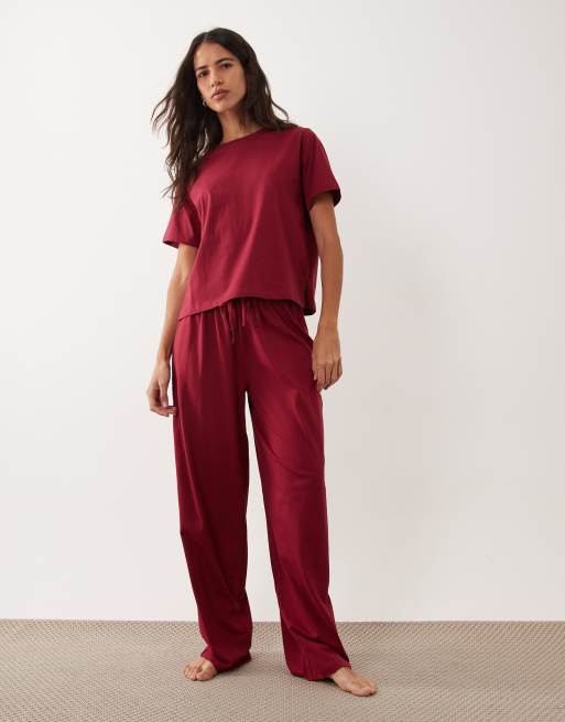 ASOS DESIGN mix & match cotton oversized pyjama tee in raspberry, 2 of 4