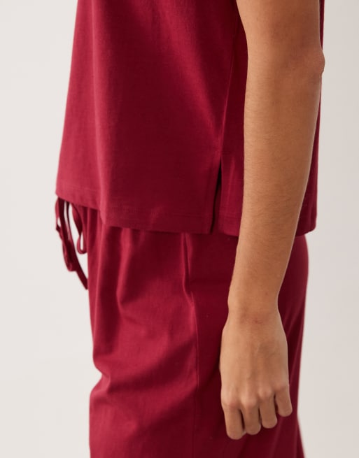 ASOS DESIGN mix & match cotton oversized pyjama tee in raspberry, 4 of 4