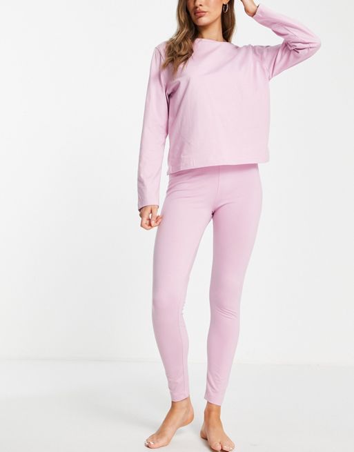 ASOS DESIGN mix & match lounge fluffy legging in pink