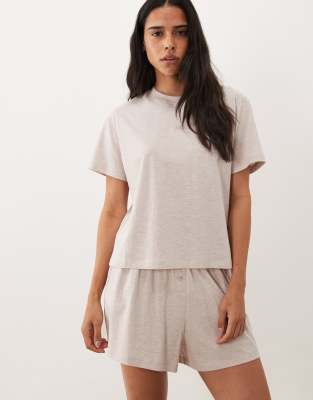 Asos Design Mix & Match Cotton Pajama Oversized Tee With Side Splits In White