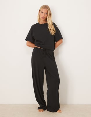 Asos Design Mix & Match Cotton Pajama Pants In Black
