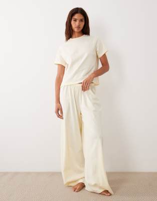 Asos Design Mix & Match Cotton Pajama Pants In Yellow