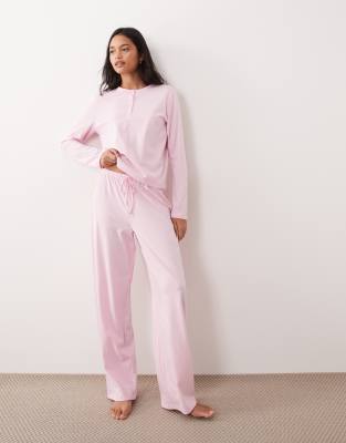 Asos Design Mix & Match Cotton Pajama Pants In Pink