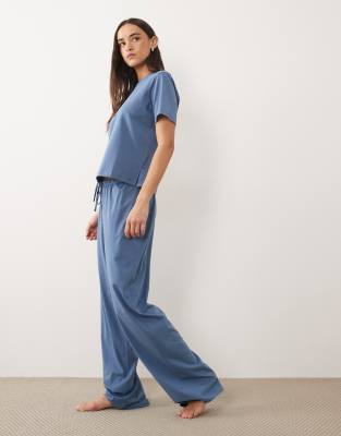 Asos Design Mix & Match Cotton Pajama Pants In Blue